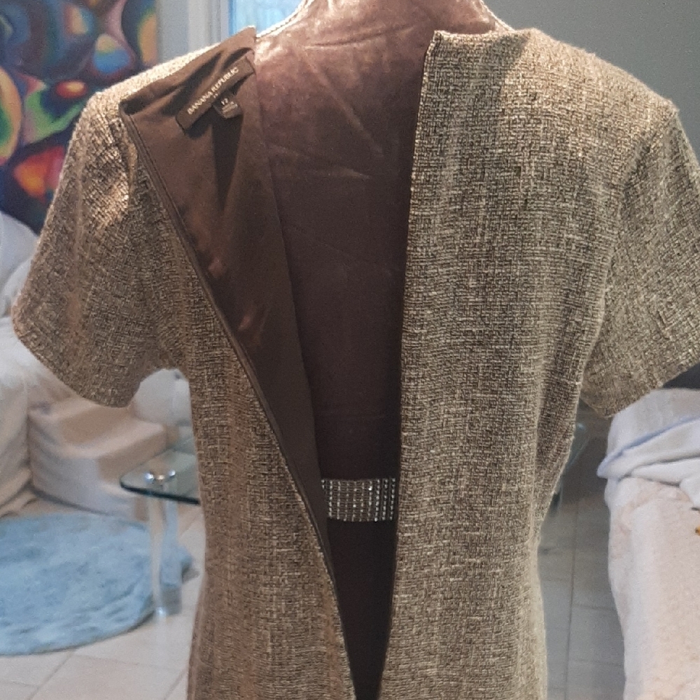 2 DRESS BDL🍌Banana Republic Gray/Green Tweed Sz12➕👄KismetStriped Gray/GreenSzL - Picture 7 of 13